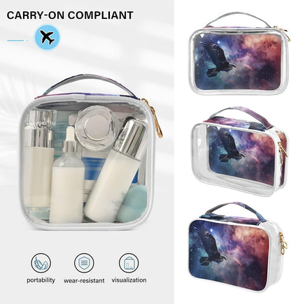 Clear Makeup Bag Approved Clear Travel Toiletry Bag with Zipper Waterproof Organizer Bags Transparent Cosmetic Pouch Traveling 2Pack Tile Color - Colors A
