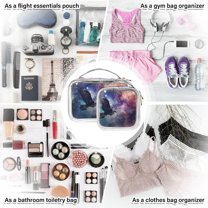 Clear Makeup Bag Approved Clear Travel Toiletry Bag with Zipper Waterproof Organizer Bags Transparent Cosmetic Pouch Traveling 2Pack Tile Color - Colors A