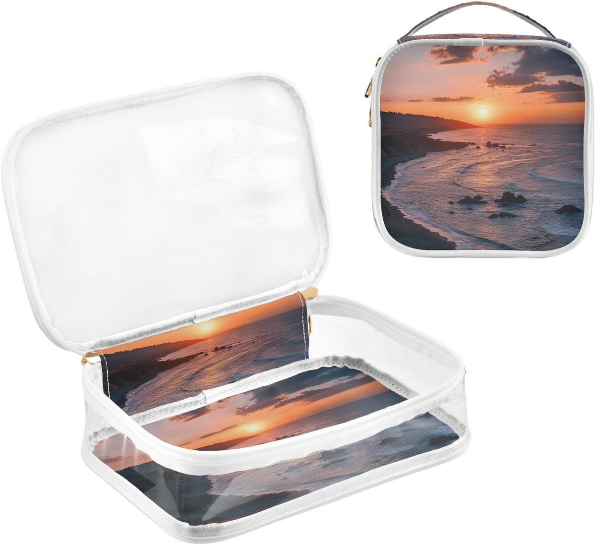 Clear Makeup Bag Approved Clear Travel Toiletry Bag with Zipper Waterproof Organizer Bags Transparent Cosmetic Pouch Traveling 2Pack Tile Color - Colors A