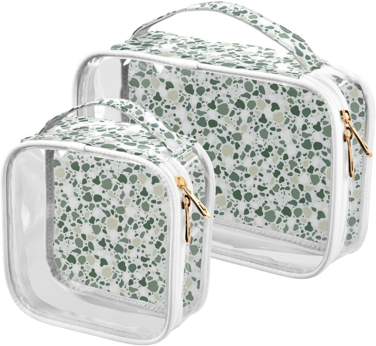 Clear Makeup Bag Approved Clear Travel Toiletry Bag with Zipper Waterproof Organizer Bags Transparent Cosmetic Pouch Traveling 2Pack Tile Color - Colors A