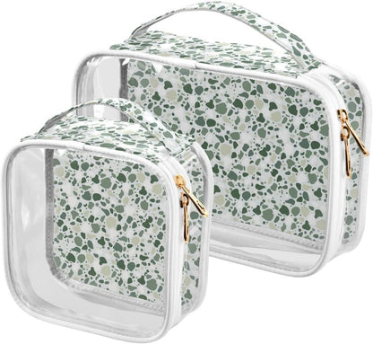 Clear Makeup Bag Approved Clear Travel Toiletry Bag with Zipper Waterproof Organizer Bags Transparent Cosmetic Pouch Traveling 2Pack Tile Color - Colors A