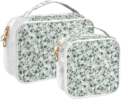 Clear Makeup Bag Approved Clear Travel Toiletry Bag with Zipper Waterproof Organizer Bags Transparent Cosmetic Pouch Traveling 2Pack Tile Color - Colors A