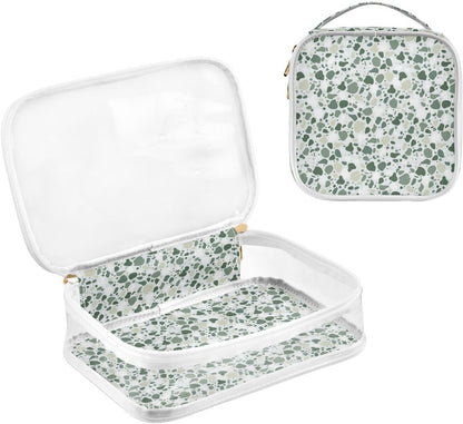 Clear Makeup Bag Approved Clear Travel Toiletry Bag with Zipper Waterproof Organizer Bags Transparent Cosmetic Pouch Traveling 2Pack Tile Color - Colors A