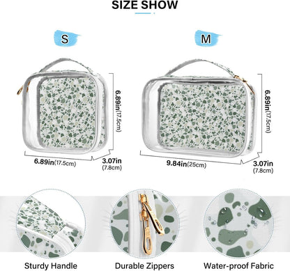 Clear Makeup Bag Approved Clear Travel Toiletry Bag with Zipper Waterproof Organizer Bags Transparent Cosmetic Pouch Traveling 2Pack Tile Color - Colors A