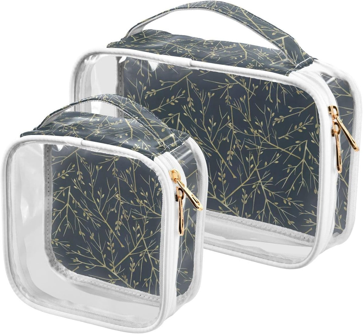 Clear Makeup Bag Approved Clear Travel Toiletry Bag with Zipper Waterproof Organizer Bags Transparent Cosmetic Pouch Traveling 2Pack Tile Color - Colors A