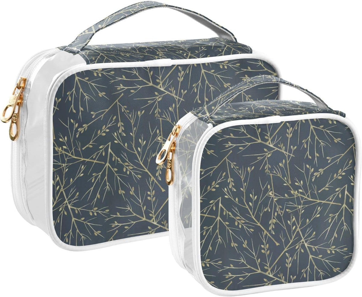 Clear Makeup Bag Approved Clear Travel Toiletry Bag with Zipper Waterproof Organizer Bags Transparent Cosmetic Pouch Traveling 2Pack Tile Color - Colors A
