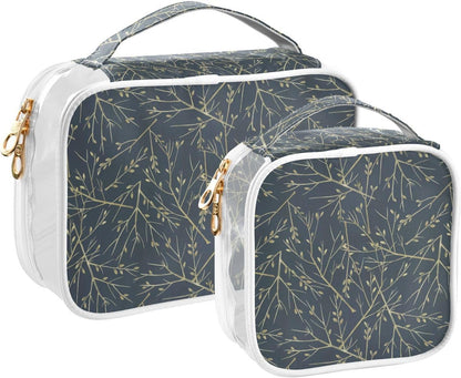 Clear Makeup Bag Approved Clear Travel Toiletry Bag with Zipper Waterproof Organizer Bags Transparent Cosmetic Pouch Traveling 2Pack Tile Color - Colors A