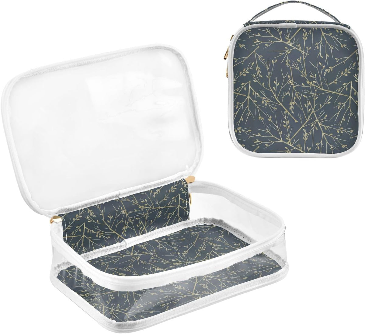 Clear Makeup Bag Approved Clear Travel Toiletry Bag with Zipper Waterproof Organizer Bags Transparent Cosmetic Pouch Traveling 2Pack Tile Color - Colors A