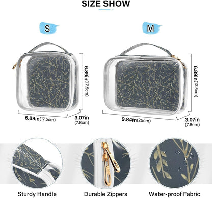 Clear Makeup Bag Approved Clear Travel Toiletry Bag with Zipper Waterproof Organizer Bags Transparent Cosmetic Pouch Traveling 2Pack Tile Color - Colors A