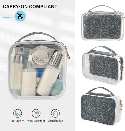 Clear Makeup Bag Approved Clear Travel Toiletry Bag with Zipper Waterproof Organizer Bags Transparent Cosmetic Pouch Traveling 2Pack Tile Color - Colors A