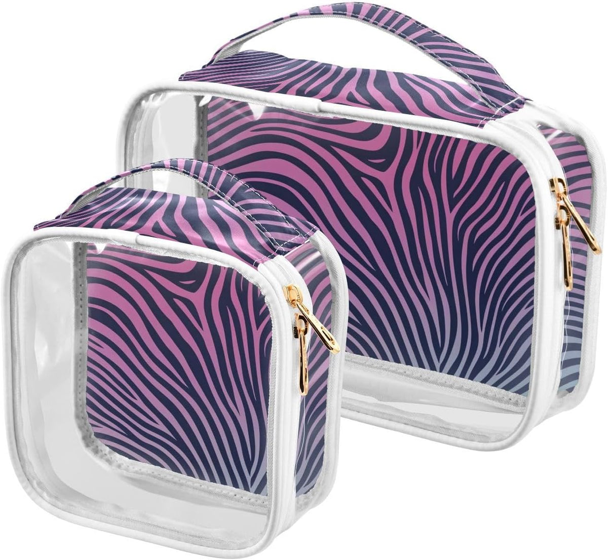 Clear Makeup Bag Approved Clear Travel Toiletry Bag with Zipper Waterproof Organizer Bags Transparent Cosmetic Pouch Traveling 2Pack Tile Color - Colors A