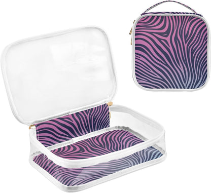 Clear Makeup Bag Approved Clear Travel Toiletry Bag with Zipper Waterproof Organizer Bags Transparent Cosmetic Pouch Traveling 2Pack Tile Color - Colors A