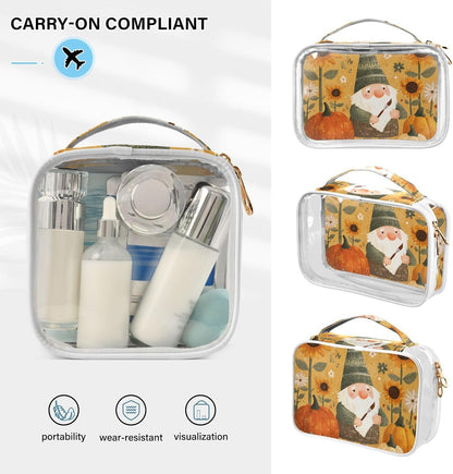 Clear Makeup Bag Approved Clear Travel Toiletry Bag with Zipper Waterproof Organizer Bags Transparent Cosmetic Pouch Traveling 2Pack Tile Color - Colors A
