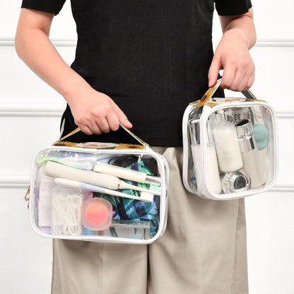 Clear Makeup Bag Approved Clear Travel Toiletry Bag with Zipper Waterproof Organizer Bags Transparent Cosmetic Pouch Traveling 2Pack Tile Color - Colors A