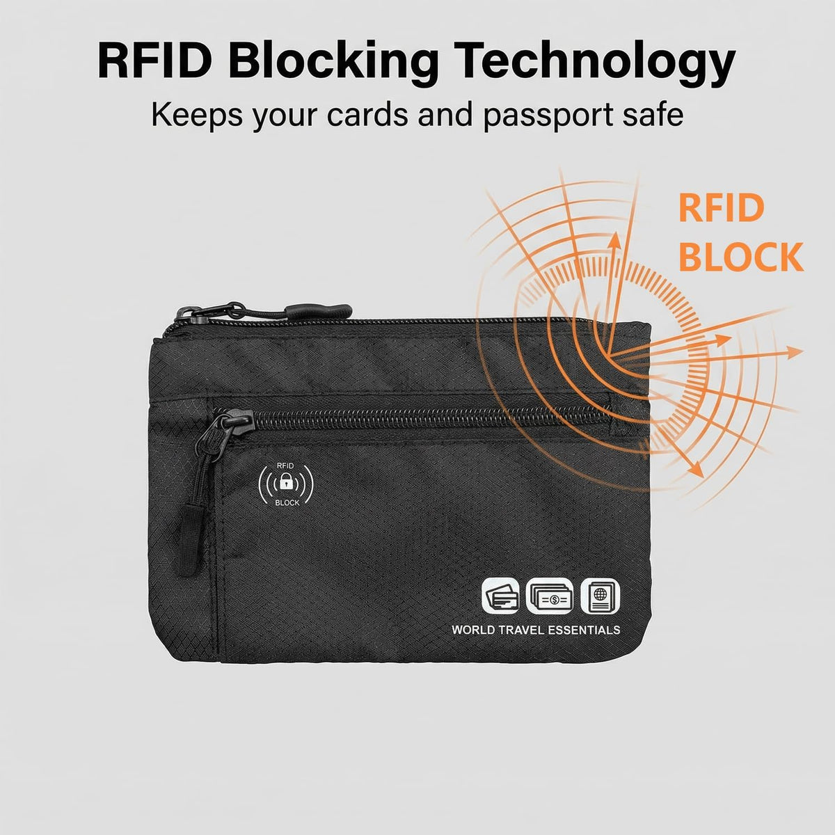 Passport Holder Family, RFID Blocking Passport Wallet, Travel Essentials Pouch, Passport Holders Bag for Men Women Traveling, Travel Document Organizer, Two-Piece Sets (Gray)