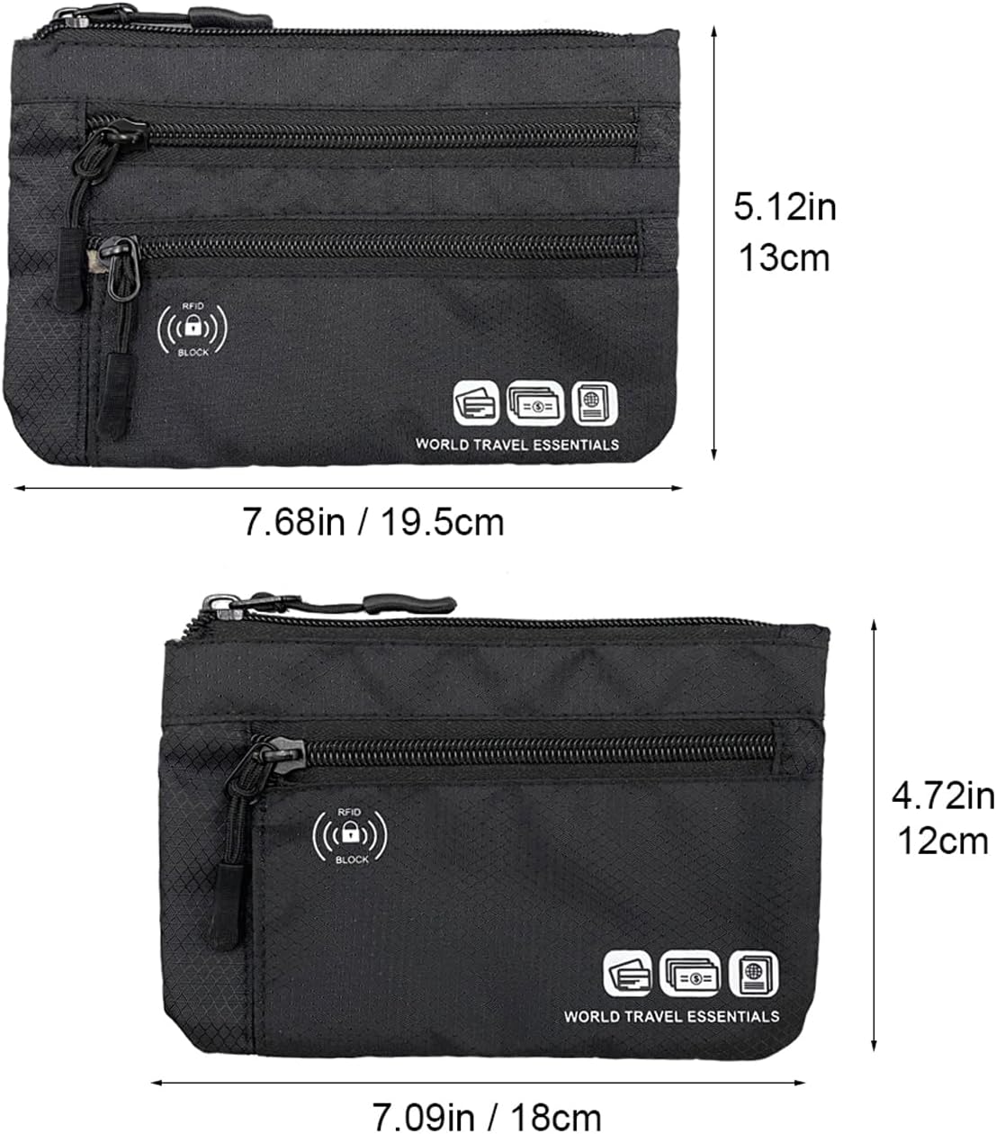 Passport Holder Family, RFID Blocking Passport Wallet, Travel Essentials Pouch, Passport Holders Bag for Men Women Traveling, Travel Document Organizer, Two-Piece Sets (Gray)