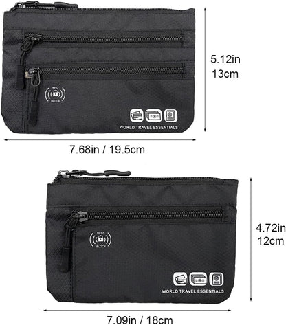 Passport Holder Family, RFID Blocking Passport Wallet, Travel Essentials Pouch, Passport Holders Bag for Men Women Traveling, Travel Document Organizer, Two-Piece Sets (Gray)