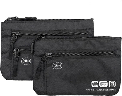 Passport Holder Family, RFID Blocking Passport Wallet, Travel Essentials Pouch, Passport Holders Bag for Men Women Traveling, Travel Document Organizer, Two-Piece Sets (Gray)