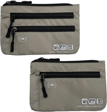 Passport Holder Family, RFID Blocking Passport Wallet, Travel Essentials Pouch, Passport Holders Bag for Men Women Traveling, Travel Document Organizer, Two-Piece Sets (Gray)