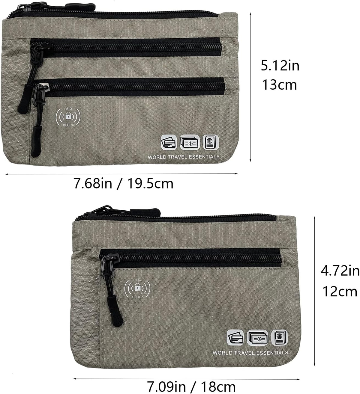 Passport Holder Family, RFID Blocking Passport Wallet, Travel Essentials Pouch, Passport Holders Bag for Men Women Traveling, Travel Document Organizer, Two-Piece Sets (Gray)