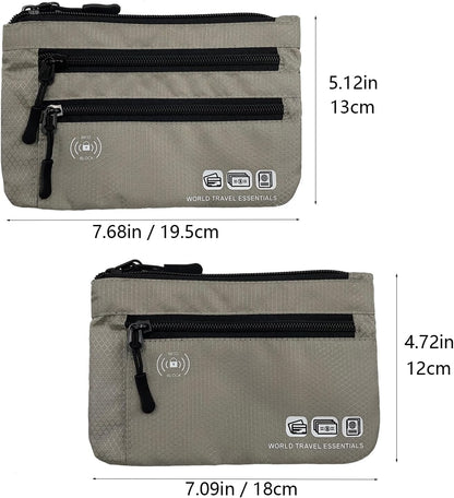 Passport Holder Family, RFID Blocking Passport Wallet, Travel Essentials Pouch, Passport Holders Bag for Men Women Traveling, Travel Document Organizer, Two-Piece Sets (Gray)