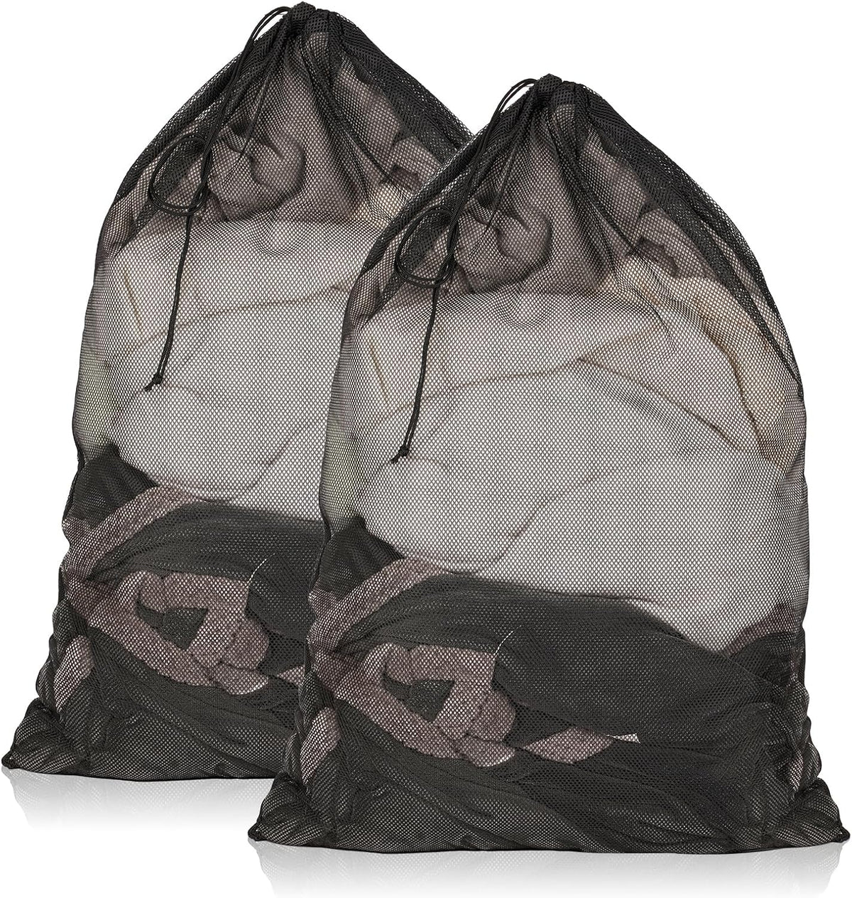 2 Pack Mesh Laundry Bags, 23 x 34 Inches Heavy Duty Mesh Laundry Bag, Large Laundry Drawstring Bag for College, Dorm, Travel, Family and Apartment Dwellers, Black