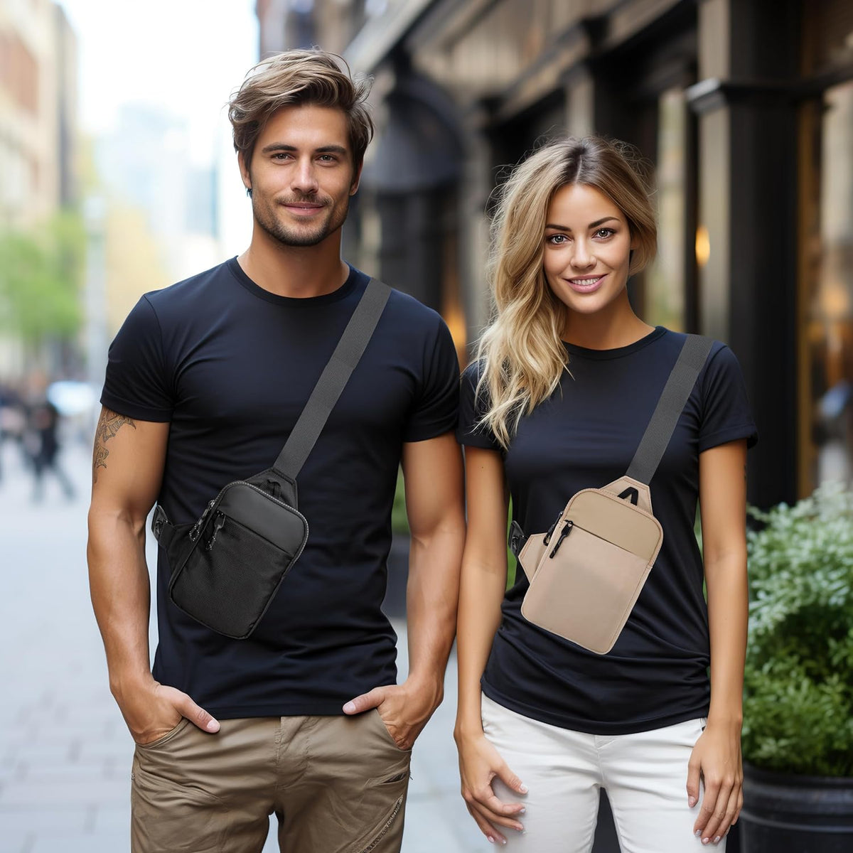 higouta Mini Sling Bag for Men Women, Small Crossbody Casual Utility Chest Phone Bag for Travel Workout