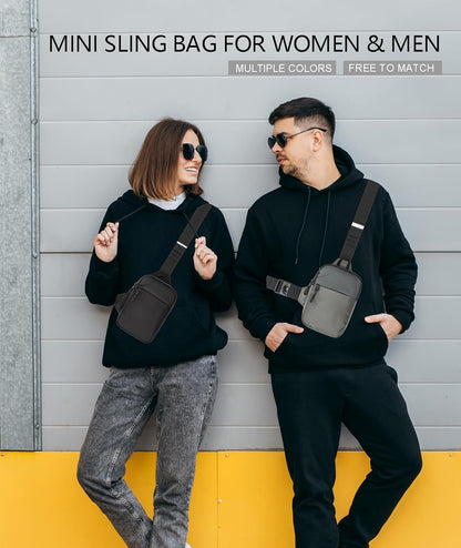 higouta Mini Sling Bag for Men Women, Small Crossbody Casual Utility Chest Phone Bag for Travel Workout