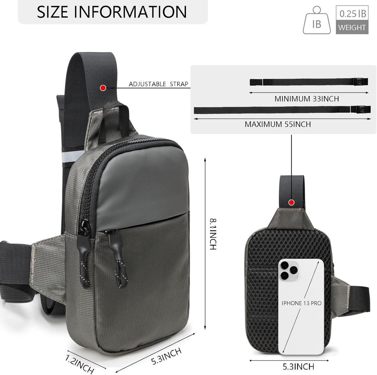 higouta Mini Sling Bag for Men Women, Small Crossbody Casual Utility Chest Phone Bag for Travel Workout