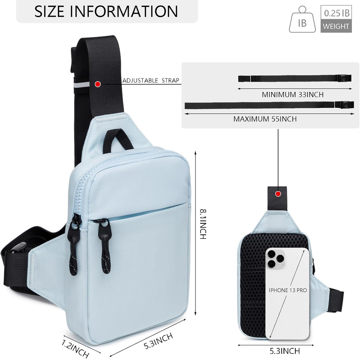 higouta Mini Sling Bag for Men Women, Small Crossbody Casual Utility Chest Phone Bag for Travel Workout