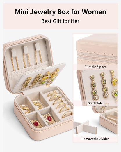Travel Jewelry Case, Bridesmaid Gift for Women - Small Travel Jewelry Box for Girls Women - Blue