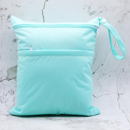 2pcs Cloth Diaper Wet Dry Bags Waterproof Reusable with Two Zippered Pockets Travel Beach Pool Daycare Soiled Baby Items Yoga Gym Bag for Swimsuits or Wet Clothes (3036-2-yellow+blue)