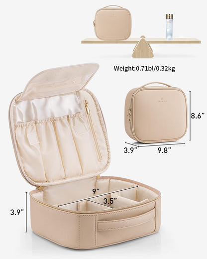 Travel Makeup Cosmetic Case Organizer Portable Storage Bag with Adjustable Dividers for Cosmetics Makeup brushes, girls, women, friends.（gray）