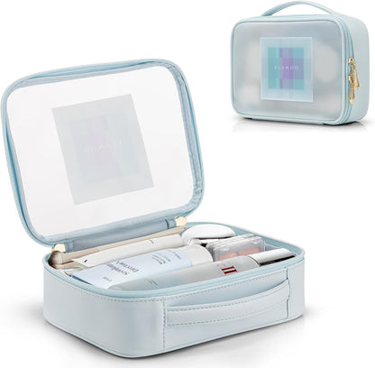 Travel Makeup Cosmetic Case Organizer Portable Storage Bag with Adjustable Dividers for Cosmetics Makeup brushes, girls, women, friends.（gray）