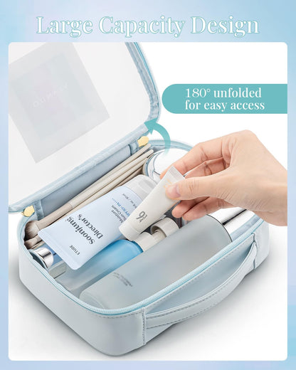 Travel Makeup Cosmetic Case Organizer Portable Storage Bag with Adjustable Dividers for Cosmetics Makeup brushes, girls, women, friends.（gray）