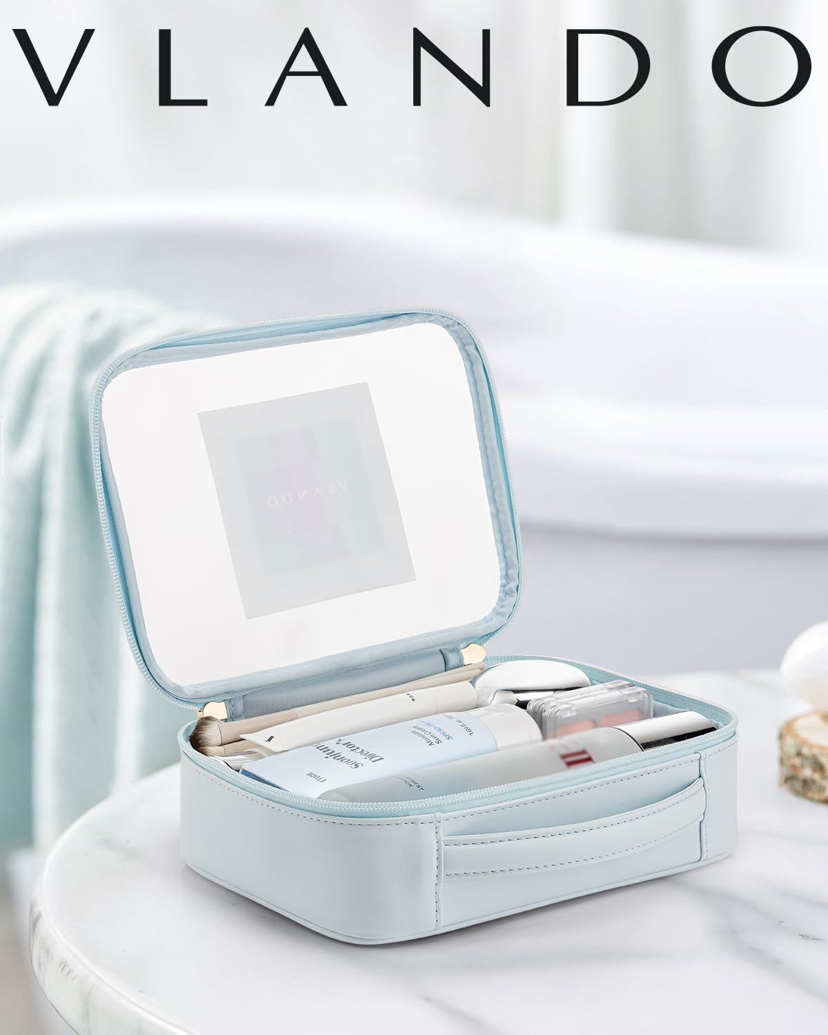 Travel Makeup Cosmetic Case Organizer Portable Storage Bag with Adjustable Dividers for Cosmetics Makeup brushes, girls, women, friends.（gray）