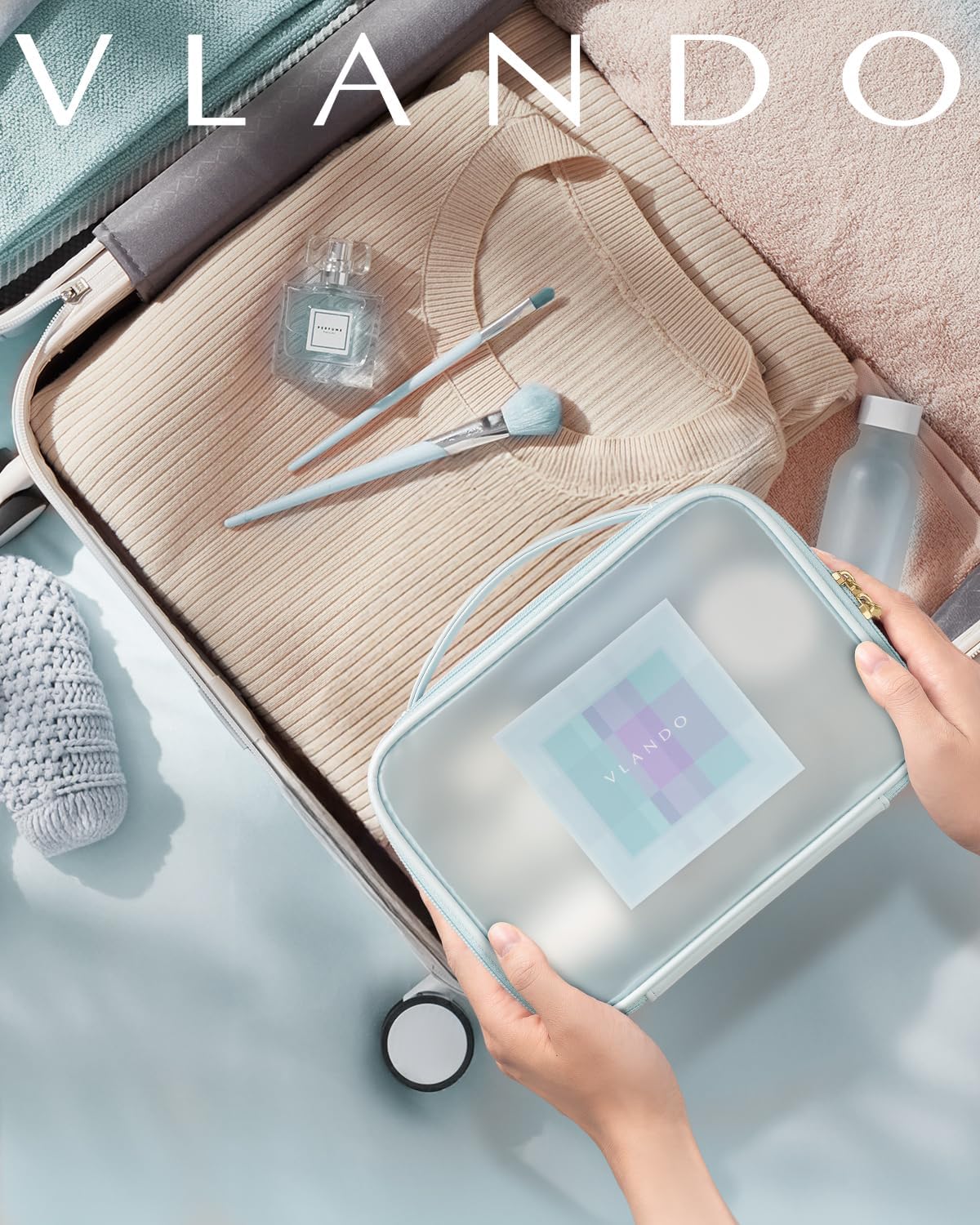 Travel Makeup Cosmetic Case Organizer Portable Storage Bag with Adjustable Dividers for Cosmetics Makeup brushes, girls, women, friends.（gray）