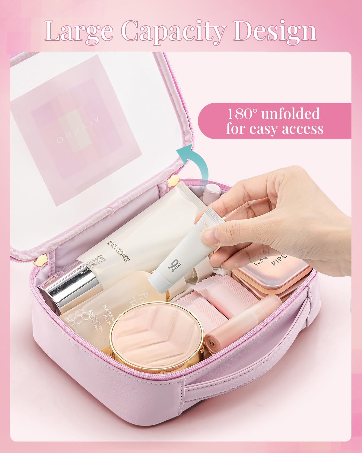 Travel Makeup Cosmetic Case Organizer Portable Storage Bag with Adjustable Dividers for Cosmetics Makeup brushes, girls, women, friends.（gray）