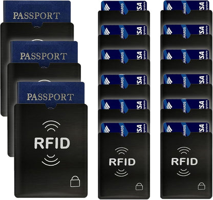 15PCS RFID Blocking Sleeve RFID Credit Card Holder & RFID Passport Sleeve – Secure Travel Wallet – To Protect Your Valuable Information From Theft (Silver