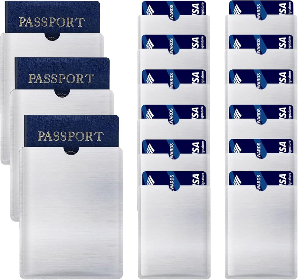 15PCS RFID Blocking Sleeve RFID Credit Card Holder & RFID Passport Sleeve – Secure Travel Wallet – To Protect Your Valuable Information From Theft (Silver