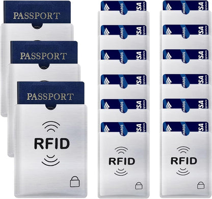 15PCS RFID Blocking Sleeve RFID Credit Card Holder & RFID Passport Sleeve – Secure Travel Wallet – To Protect Your Valuable Information From Theft (Silver