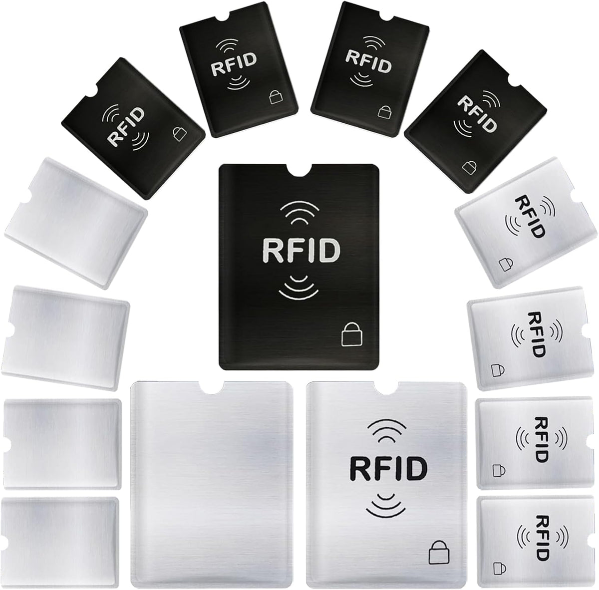 15PCS RFID Blocking Sleeve RFID Credit Card Holder & RFID Passport Sleeve – Secure Travel Wallet – To Protect Your Valuable Information From Theft (Silver
