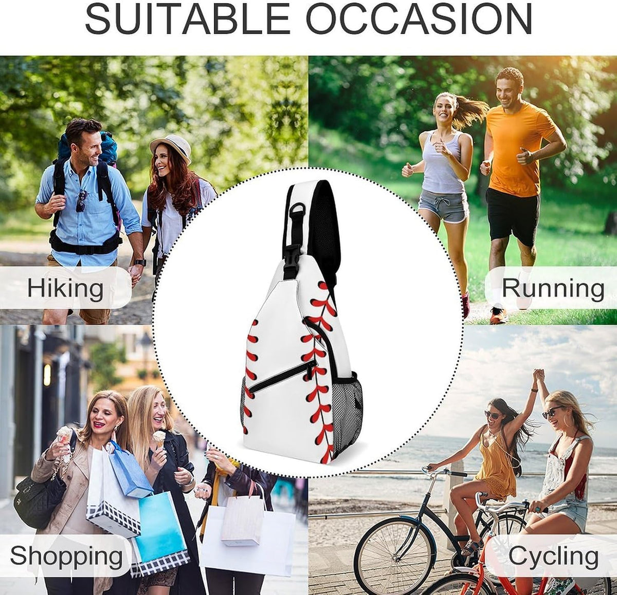 Men Women Sling Backpack Outdoor Sport Daypack Travel Bag, Multipurpose Anti-Theft Carry On Bag, Breathable Chest Sling Shoulder Backpacks Bags, Cute Sleep Sloth