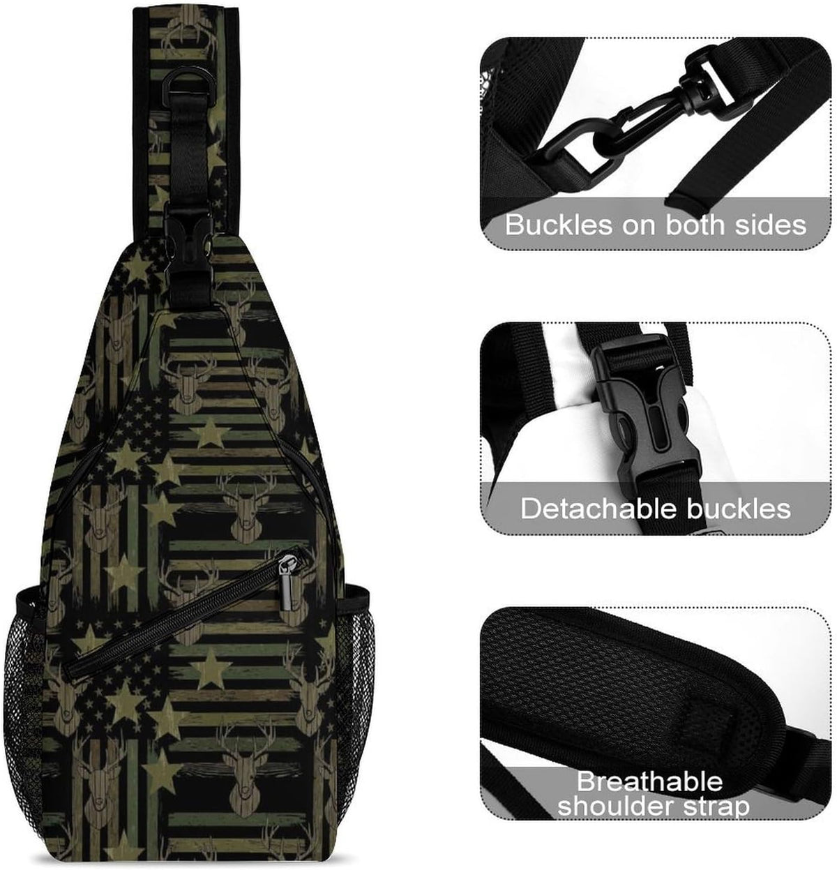Men Women Sling Backpack Outdoor Sport Daypack Travel Bag, Multipurpose Anti-Theft Carry On Bag, Breathable Chest Sling Shoulder Backpacks Bags, Cute Sleep Sloth