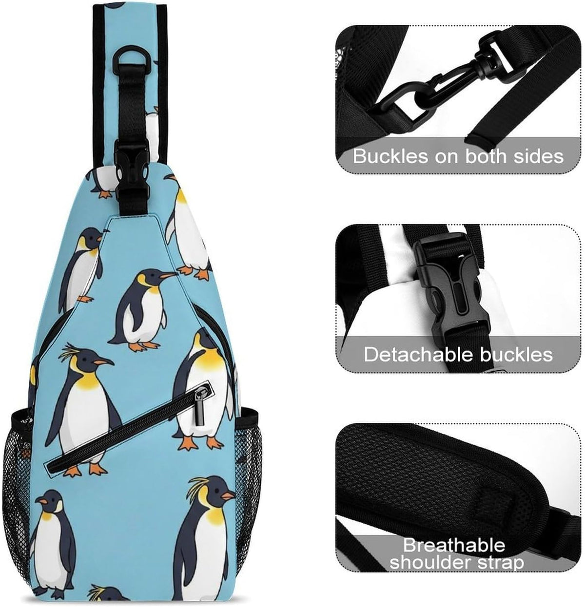 Men Women Sling Backpack Outdoor Sport Daypack Travel Bag, Multipurpose Anti-Theft Carry On Bag, Breathable Chest Sling Shoulder Backpacks Bags, Cute Sleep Sloth