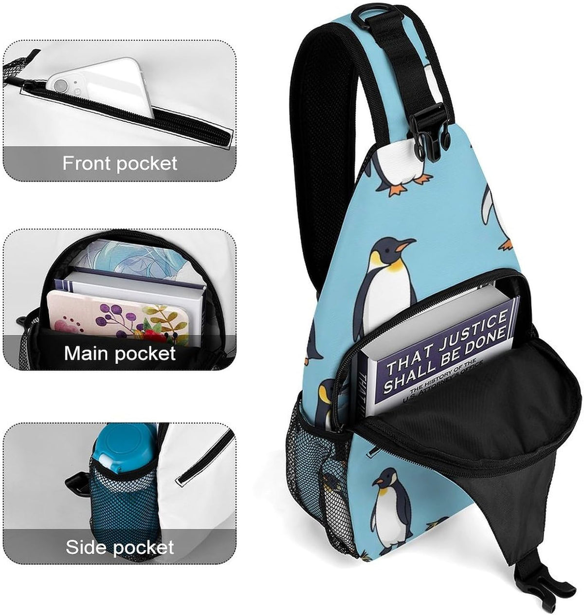 Men Women Sling Backpack Outdoor Sport Daypack Travel Bag, Multipurpose Anti-Theft Carry On Bag, Breathable Chest Sling Shoulder Backpacks Bags, Cute Sleep Sloth