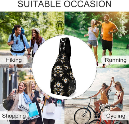 Men Women Sling Backpack Outdoor Sport Daypack Travel Bag, Multipurpose Anti-Theft Carry On Bag, Breathable Chest Sling Shoulder Backpacks Bags, Cute Sleep Sloth