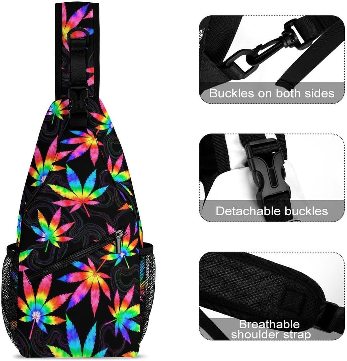 Men Women Sling Backpack Outdoor Sport Daypack Travel Bag, Multipurpose Anti-Theft Carry On Bag, Breathable Chest Sling Shoulder Backpacks Bags, Cute Sleep Sloth