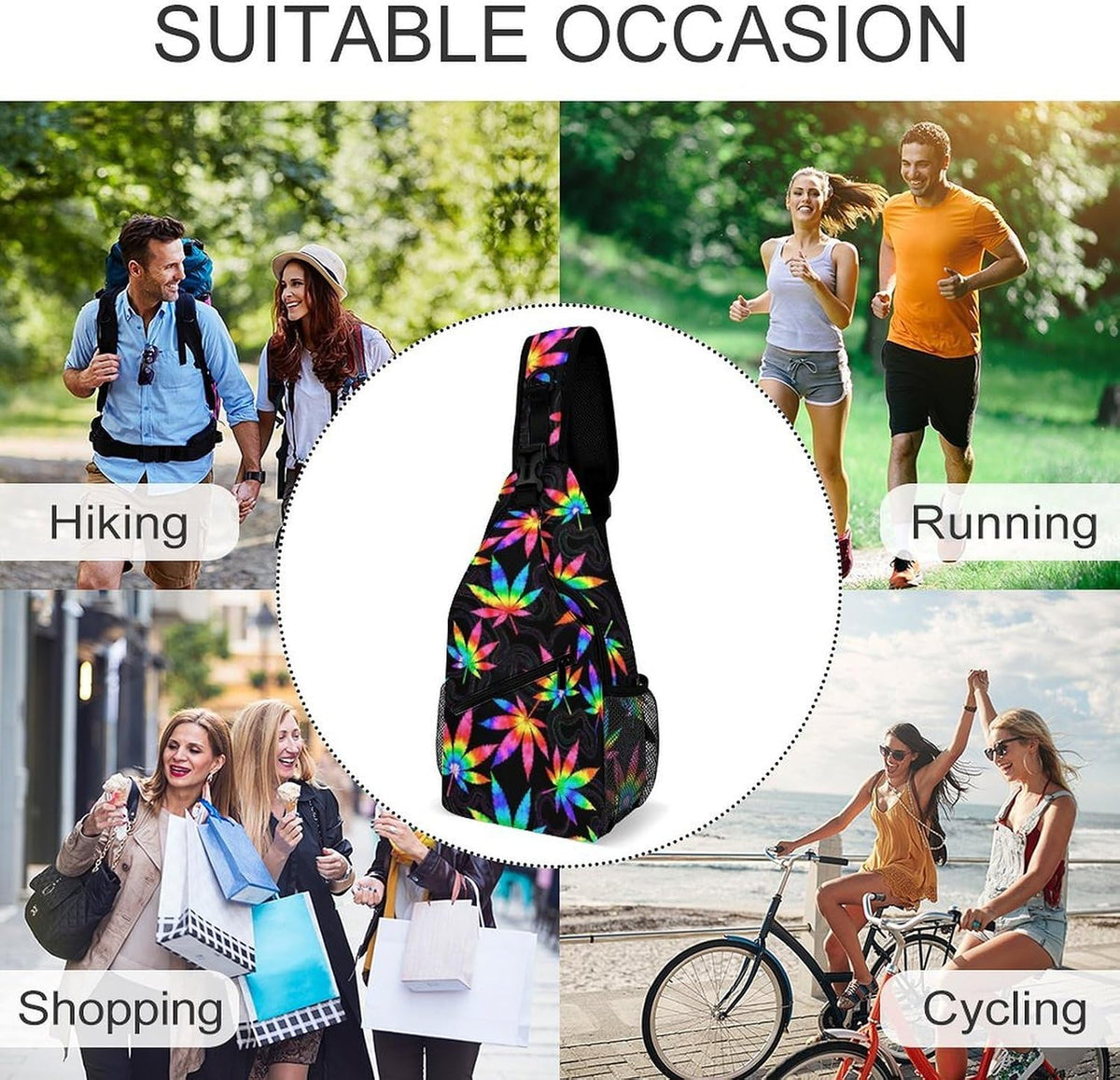 Men Women Sling Backpack Outdoor Sport Daypack Travel Bag, Multipurpose Anti-Theft Carry On Bag, Breathable Chest Sling Shoulder Backpacks Bags, Cute Sleep Sloth