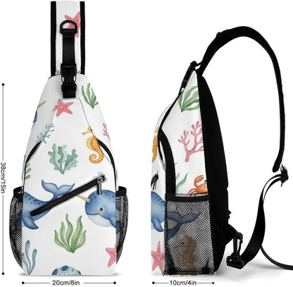 Men Women Sling Backpack Outdoor Sport Daypack Travel Bag, Multipurpose Anti-Theft Carry On Bag, Breathable Chest Sling Shoulder Backpacks Bags, Cute Sleep Sloth